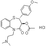 (2R-trans)-3-(Acetyloxy)-5-[2-(dimethylamino)ethyl]-2,3-dihydro-2-(4-methoxyphenyl)-1,5-benzothiazepin-4(5H)-one monohydrochloride molecular structure (CAS 103532-27-0)