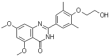 structure of CAS# 1044870-39-4, Apabetalone;2-[4-(2-Hydroxyethoxy)-3,5-dimethylphenyl]-5,7-dimethoxyquinazolin-4(3H)-one; RVX 000222; RVX 208