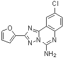 structure of CAS# 104615-18-1, 9-Chloro-2-(2-furanyl)[1,2,4]triazolo[1,5-c]quinazolin-5-amine;CGS 15943; CGS 15943A