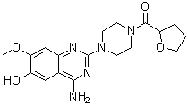 结构式 CAS# 105356-89-6, 1-(4-氨基-6-羟基-7-甲氧基-2-喹唑啉基)-4-[(四氢-2-呋喃基)羰基]哌嗪