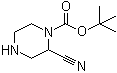 structure of CAS# 1053656-76-0, tert-Butyl 2-cyanopiperazine-1-carboxylate;2-Cyano-1-piperazinecarboxylic acid 1,1-dimethylethyl ester