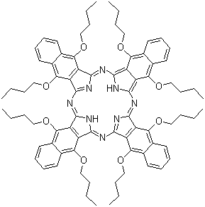 结构式 CAS# 105528-25-4, 5,9,14,18,23,27,32,36-八丁氧基-2,3-萘酞菁