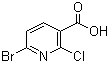 结构式 CAS# 1060815-67-9, 6-溴-2-氯-3-吡啶羧酸