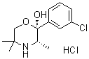 structure of CAS# 106083-71-0, Radafaxine hydrochloride;(2S,3S)-2-(3-Chlorophenyl)-3,5,5-trimethyl-2-morpholinol hydrochloride; BW 306U; GW 353162A