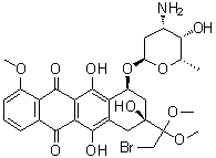 (8S,10S)-10-[(3-Amino-2,3,6-trideoxy-alpha-L-lyxo-hexopyranosyl)oxy]-8-(2-bromo-1,1-dimethoxyethyl)-7,8,9,10-tetrahydro-6,8,11-trihydroxy-1-methoxy-5,12-naphthacenedione molecular structure (CAS 106401-68-7)