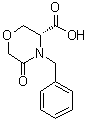 structure of CAS# 106973-36-8, (3R)-4-Benzyl-5-oxomorpholine-3-carboxylic acid;(3R)-4-Benzyl-5-oxomorpholine-3-carboxylic acid; (3R)-5-Oxo-4-(phenylmethyl)-3-morpholinecarboxylic acid