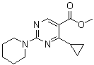 structure of CAS# 1072944-55-8, 4-Cyclopropyl-2-(1-piperidinyl)-5-pyrimidinecarboxylic acid methyl ester