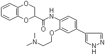 结构式 CAS# 1072959-67-1, N-[2-[2-(二甲基氨基)乙氧基]-4-(1H-吡唑-4-基)苯基]-2,3-二氢-1,4-苯并二恶烷-2-甲酰胺