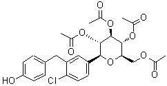 (1S)-1,5-Anhydro-1-C-[4-chloro-3-[(4-hydroxyphenyl)methyl]phenyl]-D-glucitol 2,3,4,6-tetraacetate molecular structure (CAS 1079083-63-8)