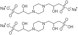 结构式 CAS# 108321-08-0, 哌嗪-N,N'-二(2-羟基丙磺酸)倍半钠盐