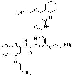 结构式 CAS# 1085412-37-8, Pyridostatin; 4-(2-氨基乙氧基)-N2,N6-二[4-(2-氨基乙氧基)-2-喹啉基]-2,6-吡啶二甲酰胺