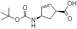structure of CAS# 108999-93-5, (1R,4S)-N-Boc-1-aminocyclopent-2-ene-4-carboxylic acid