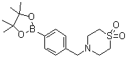 结构式 CAS# 1092563-25-1, 4-[4-(4,4,5,5-四甲基[1,3,2]二氧硼杂环戊烷-2-基)苄基]硫代吗啉 1,1-二氧化物