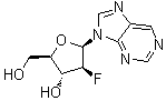 结构式 CAS# 109304-16-7, 9-(2-脱氧-2-氟-beta-D-阿拉伯呋喃糖基)-9H-嘌呤