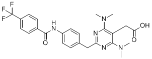 结构式 CAS# 1093108-50-9, 2-[4,6-双(二甲基氨基)-2-[[4-[[4-(三氟甲基)苯甲酰基]氨基]苯基]甲基]嘧啶-5-基]乙酸