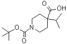 结构式 CAS# 1093396-57-6, 1-(叔丁氧羰基)-4-异丙基哌啶-4-羧酸