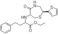 结构式 CAS# 110143-57-2, (2S,6R)-6-[[(1S)-1-乙氧羰基]-3-苯基丙基]氨基-2-(2-噻吩基)-1,4-硫氮杂卓-5-酮