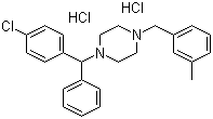 structure of CAS# 1104-22-9, Meclizine dihydrochloride;1-[(4-Chlorophenyl)-phenylmethyl]-4-[(3-methylphenyl)methyl]piperazine dihydrochloride