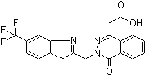 structure of CAS# 110703-94-1, Zopolrestat;3,4-Dihydro-4-oxo-3-[[5-(trifluoromethyl)-2-benzothiazolyl]methyl]-1-phthalazineacetic acid