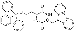 structure of CAS# 111061-55-3, N-Fmoc-O-trityl-L-homoserine;N-[(9H-Fluoren-9-ylmethoxy)carbonyl]-O-(triphenylmethyl)-L-homoserine; Fmoc-Hse(Trt)-OH; Fmoc-Homoser(Trt)-OH