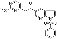 结构式 CAS# 1111638-52-8, 2-[2-(甲硫基)嘧啶-4-基]-1-[1-(苯磺酰基)-1H-吡咯并[2,3-b]吡啶-5-基]乙酮