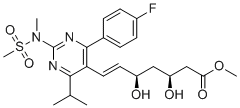structure of CAS# 1112048-62-0, Rosuvastatin (3S,5R)-Isomer Methyl Ester;(3S,5R,6E)-7-[4-(4-Fluorophenyl)-6-(1-methylethyl)-2-[methyl(methyl sulfonyl)amino]-5-pyrimidinyl]-3,5-dihydroxy-6-heptenoic acid methyl ester