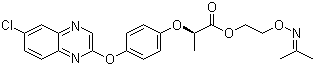 结构式 CAS# 111479-05-1, 喔草酯; 恶草酸; 2-异亚丙基氨基氧乙基 (R)-2-(4-(6-氯喹喔啉-2-基氧)苯氧基)丙酸酯