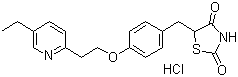structure of CAS# 112529-15-4, Pioglitazone hydrochloride;[5-[[4-[2-(5-Ethyl-2-pyridinyl)ethoxy]phenyl]methyl]-2,4-] thiazolidinedione hydrochloride