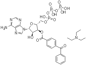 结构式 CAS# 112898-15-4, 腺苷 5'-(三磷酸四氢酯) 3'-(4-苯甲酰基苯甲酸酯) 三乙胺盐