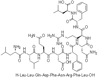 L-Leucyl-L-leucyl-L-glutaminyl-L-alpha-aspartyl-L-phenylalanyl-L-asparaginyl-L-arginyl-L-phenylalanyl-L-leucine molecular structure (CAS 1133962-35-2)