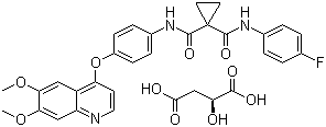 structure of CAS# 1140909-48-3, Cabozantinib (S)-malate;(2S)-2-Hydroxybutanedioic acid compd. with N-[4-[(6,7-dimethoxy-4-quinolinyl)oxy]phenyl]-N'-(4-fluorophenyl)-1,1-cyclopropanedicarboxamide (1:1)