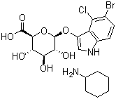结构式 CAS# 114162-64-0, 5-溴-4-氯-3-吲哚基-beta-D-葡糖苷酸环己胺盐