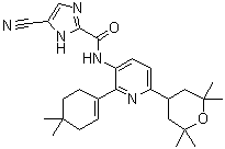 结构式 CAS# 1142363-52-7, 5-氰基-N-[2-(4,4-二甲基-1-环己烯-1-基)-6-(四氢-2,2,6,6-四甲基-2H-吡喃-4-基)-3-吡啶基]-1H-咪唑-2-甲酰胺