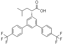 structure of CAS# 1146594-87-7, (alphaS)-alpha-(2-Methylpropyl)-4,4''-bis(trifluoromethyl)[1,1':3',1''-terphenyl]-5'-acetic acid;JNJ 40418677