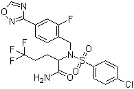 结构式 CAS# 1146699-66-2, BMS-708163; (2R)-2-[N-[(4-氯苯基)磺酰基]-N-[2-氟-4-(1,2,4-恶二唑-3-基)苄基]氨基]-5,5,5-三氟戊酰胺