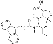 结构式 CAS# 1147996-34-6, (4S)-3-[(2S,3S)-2-[[芴甲氧羰基]氨基]-3-甲基-1-氧代戊基]-2,2-二甲基-4-恶唑烷羧酸