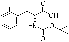 结构式 CAS# 114873-10-8, Boc-D-2-氟苯丙氨酸; N-叔丁氧羰基-D-2-氟苯丙氨酸
