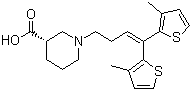 结构式 CAS# 115103-54-3, 噻加宾; (3R)-1-[4,4-双(3-甲基噻吩-2-基)丁-3-烯基]哌啶-3-甲酸