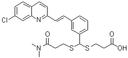 structure of CAS# 115104-28-4, (E)-3-[[[3-[2-(7-Chloro-2-quinolinyl)ethenyl]phenyl][[3-(dimethylamino)-3-oxopropyl]thio]methyl]thio]-propanoic acid;L 660711; MK 571