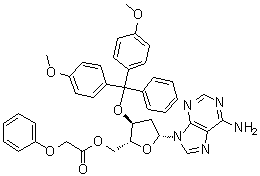 结构式 CAS# 115388-94-8, 3'-O-[二(4-甲氧基苯基)苯基甲基]-2'-脱氧腺苷 5'-(苯氧基乙酸)酯