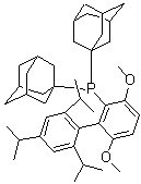 structure of CAS# 1160861-59-5, [3,6-Dimethoxy-2',4',6'-tris(1-methylethyl)[1,1'-biphenyl]-2-yl]bis(tricyclo[3.3.1.1(3,7)]dec-1-yl)phosphine