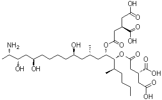 structure of CAS# 116355-83-0, Fumonisin B1;(2R,2'R)-1,2,3-Propanetricarboxylic acid 1,1'-[(1S,2R)-1-[(2S,4R,9R,11S,12S)-12-amino-4,9,11-trihydroxy-2-methyltridecyl]-2-[(1R)-1-methylpentyl]-1,2-ethanediyl] ester