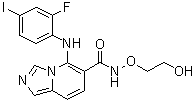 structure of CAS# 1168091-68-6, GDC 0623;5-(2-Fluoro-4-iodophenylamino)imidazo[1,5-a]pyridine-6-carboxylic acid N-(2-hydroxyethoxy)amide; RG 7421
