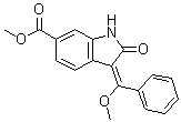 structure of CAS# 1168150-46-6, (3E)-2,3-Dihydro-3-(methoxyphenylmethylene)-2-oxo-1H-indole-6-carboxylic acid methyl ester