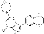 structure of CAS# 1174428-47-7, 3-(2,3-Dihydro-1,4-benzodioxin-6-yl)-5-(4-morpholinyl)-7H-thieno[3,2-b]pyran-7-one
