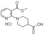结构式 CAS# 1185307-29-2, 2-(4-羧基-1-哌啶基)-3-吡啶羧酸 3-甲酯盐酸盐