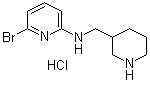 结构式 CAS# 1185310-62-6, 6-溴-N-(3-哌啶基甲基)-2-吡啶胺盐酸盐