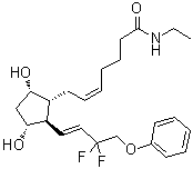 structure of CAS# 1185851-52-8, (5Z)-7-[(1R,2R,3R,5S)-2-[(1E)-3,3-Difluoro-4-phenoxy-1-buten-1-yl]-3,5-dihydroxycyclopentyl]-N-ethyl-5-heptenamide