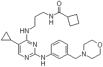 结构式 CAS# 1190378-57-4, N-[3-[[5-环丙基-2-[[3-(4-吗啉基甲基)苯基]氨基]-4-嘧啶基]氨基]丙基]环丁烷甲酰胺