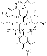 structure of CAS# 119665-62-2, 6-O-Methyl-2',4''-bis-O-(trimethylsilyl)erythromycin 9-[O-(1-ethoxy-1-methylethyl)oxime]